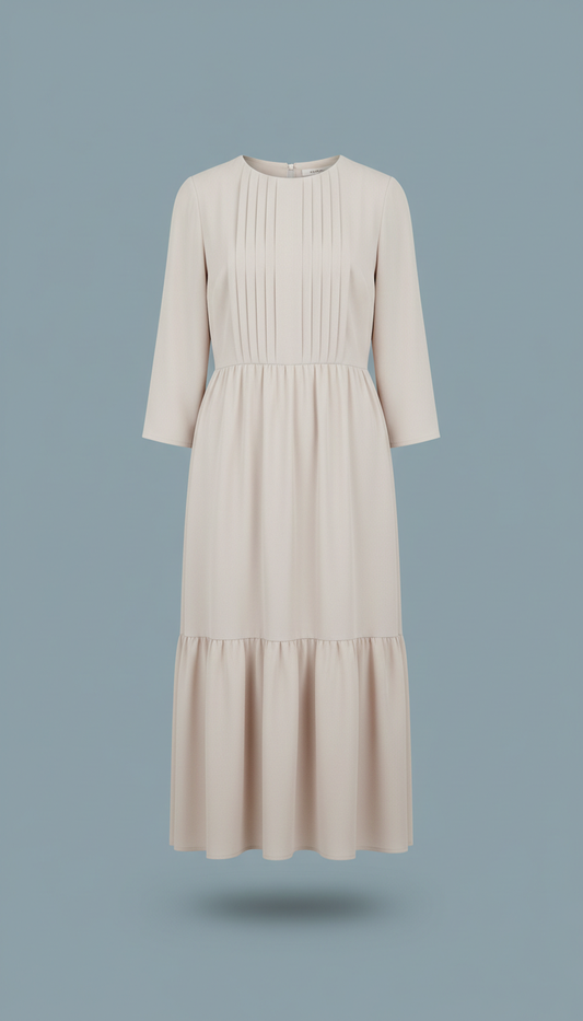 Porcelain Crepe Midi Dress