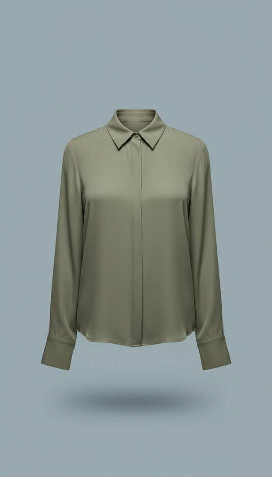 Olive Mist Tailored Blouse